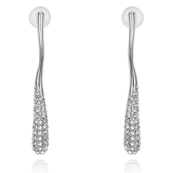 New Linear Crystal Earrings Pave Silver Alexis Bittar Solanales STYLE S04 - Picture 1 of 3
